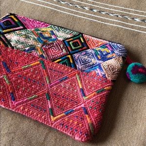 Artisan multi pattern woven clutch